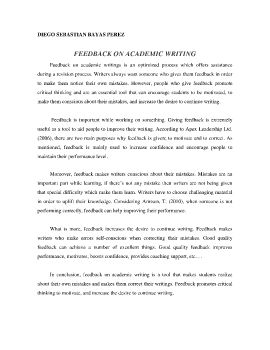 FEEDBACK ON ACADEMIC WRITING