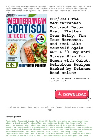 pdfread the mediterranean cortisol detox diet flatten your belly  fix your hormones  and feel like y