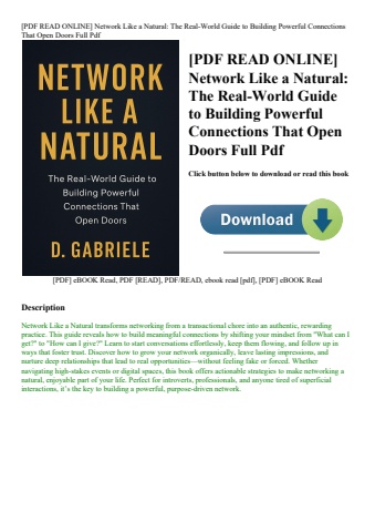 [pdf read online] network like a natural the real-world guide to building powerful connections that