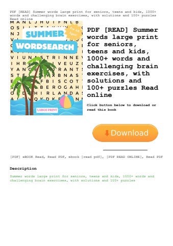 pdf [read] summer words large print for seniors  teens and kids  1000+ words and challenging brain e