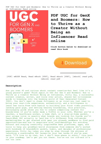 pdf ugc for genx and boomers how to thrive as a creator without being an influencer read online