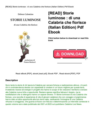 [read] storie luminose  di una calabria che fiorisce (italian edition) pdf ebook