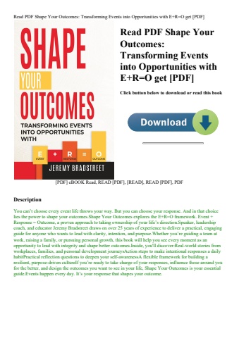 read pdf shape your outcomes transforming events into opportunities with e+r=o get [pdf]