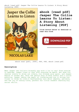 ebook [read pdf] jasper the collie learns to listen a story about listening [pdf]