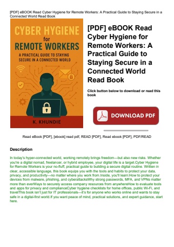 [pdf] ebook read cyber hygiene for remote workers a practical guide to staying secure in a connected