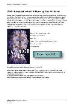 !PDF~ Lavender House: A Novel by Lev AC Rosen