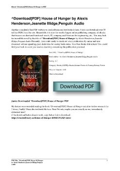 ^Download[PDF] House of Hunger by Alexis Henderson,Jeanette Illidge,Penguin Audio