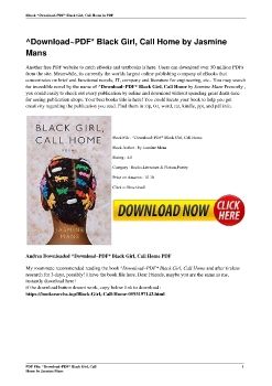 ^Download~PDF* Black Girl, Call Home by Jasmine Mans