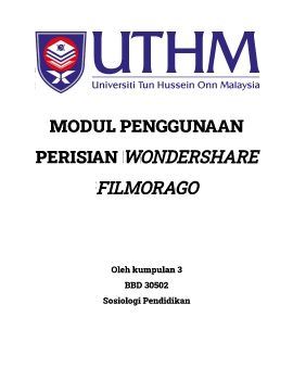 MODUL PENGGUNAAN PERISIAN WONDERSHARE FILMORAGO