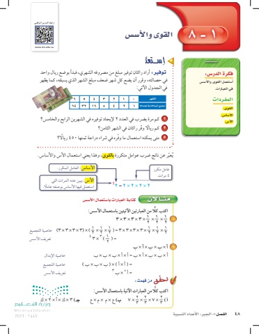 رياضيات صف الثاني متوسط القوى والاسس٢