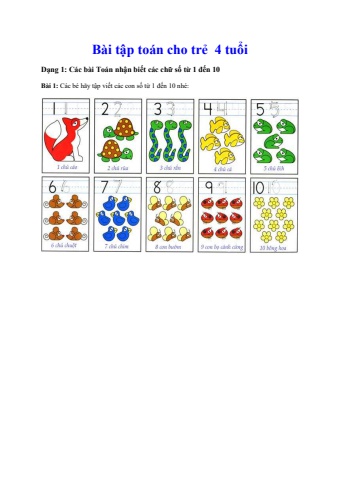 Bài tập toán cho trẻ  4 tuổi