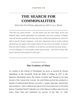 Marian Apparitions — The Search for Commonalities