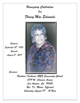 Floncy M Edmonds  - Obituary-Service Program