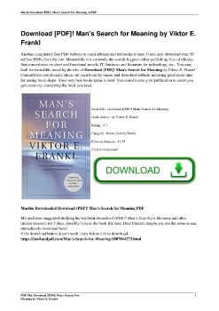 Download [PDF]! Man's Search for Meaning by Viktor E. Frankl