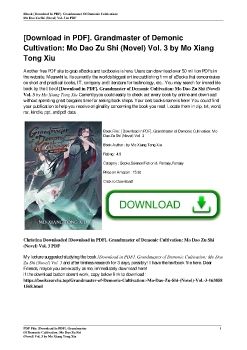 [Download in PDF]. Grandmaster of Demonic Cultivation: Mo Dao Zu Shi (Novel) Vol. 3 by Mo Xiang Tong Xiu