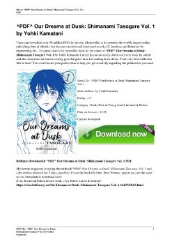 ^PDF^ Our Dreams at Dusk: Shimanami Tasogare Vol. 1 by Yuhki Kamatani
