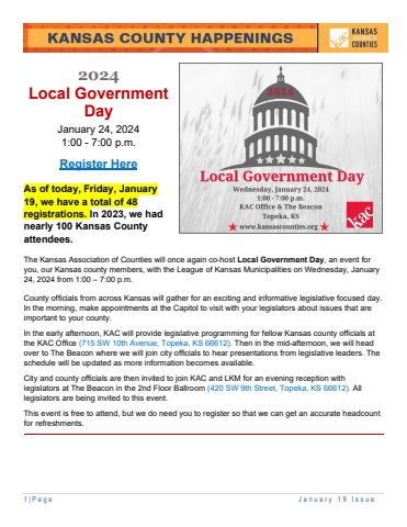 Kansas County Happenings January 19 Issue