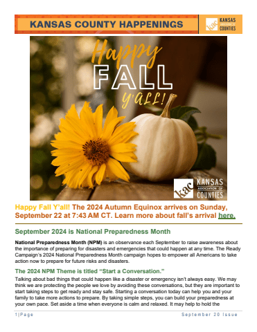 Kansas County Happenings September 20 Issue