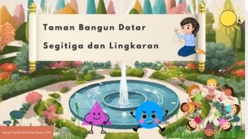 Segitiga dan Lingkaran suka bermain bersama di taman ajaib itu. Mereka sering bermain petak umpet di antara bunga-bunga dan pohon-pohon. Suatu hari, Segitiga berkata, 