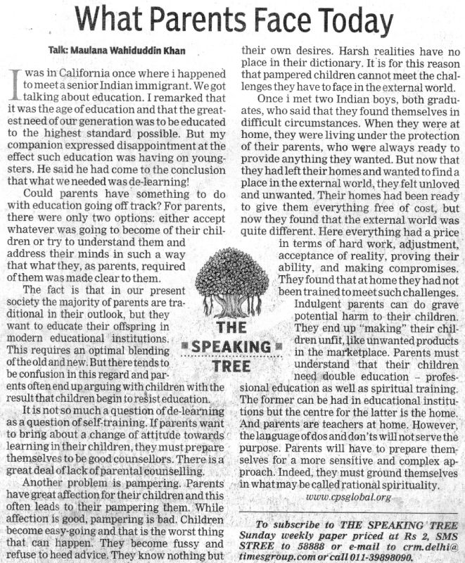 What Parents Face Today,TOI, 06.08.10