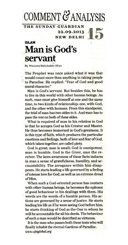 Man is God’s servant