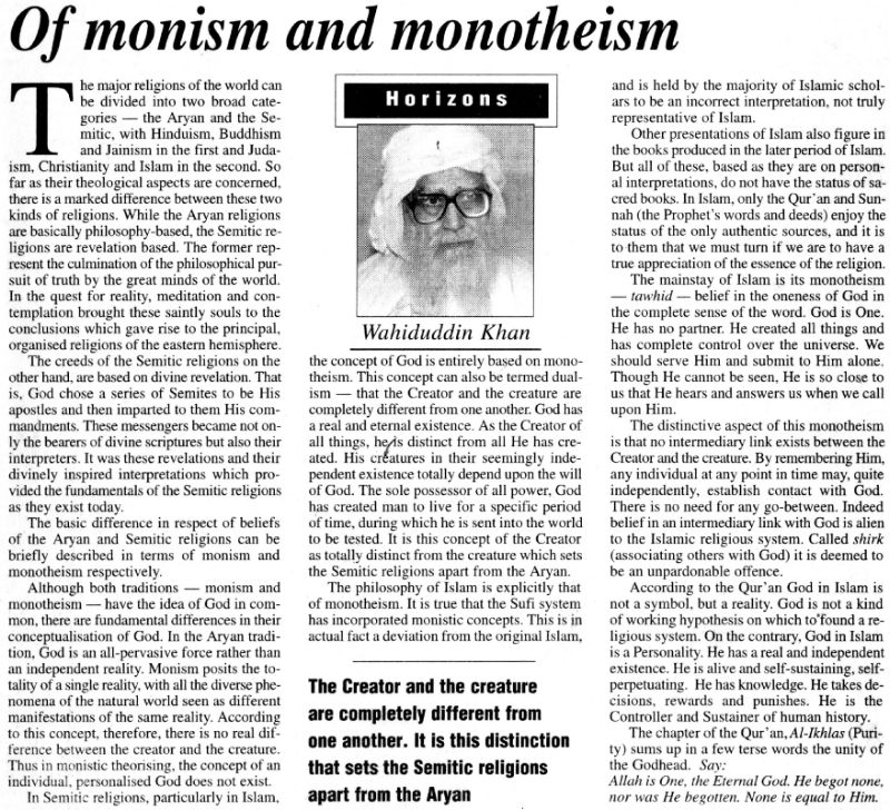 Of monism and monotheism 