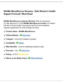 Wel lMe Meno Rescue Review - Safe Women's Health Support Formula? Must Read