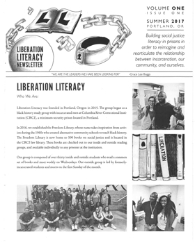 IPRC Zine Library | Liberation Literacy Newsletter Volume 1 Issue 1