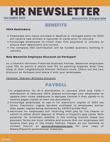HR Newsletter - DEC 2023