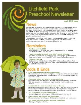 Preschool Newsletter April 2018