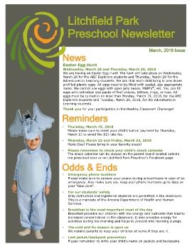 Preschool Newsletter March 2018