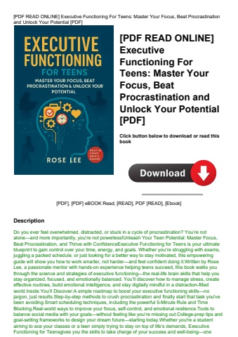 [pdf read online] executive functioning for teens master your focus  beat procrastination and unlock