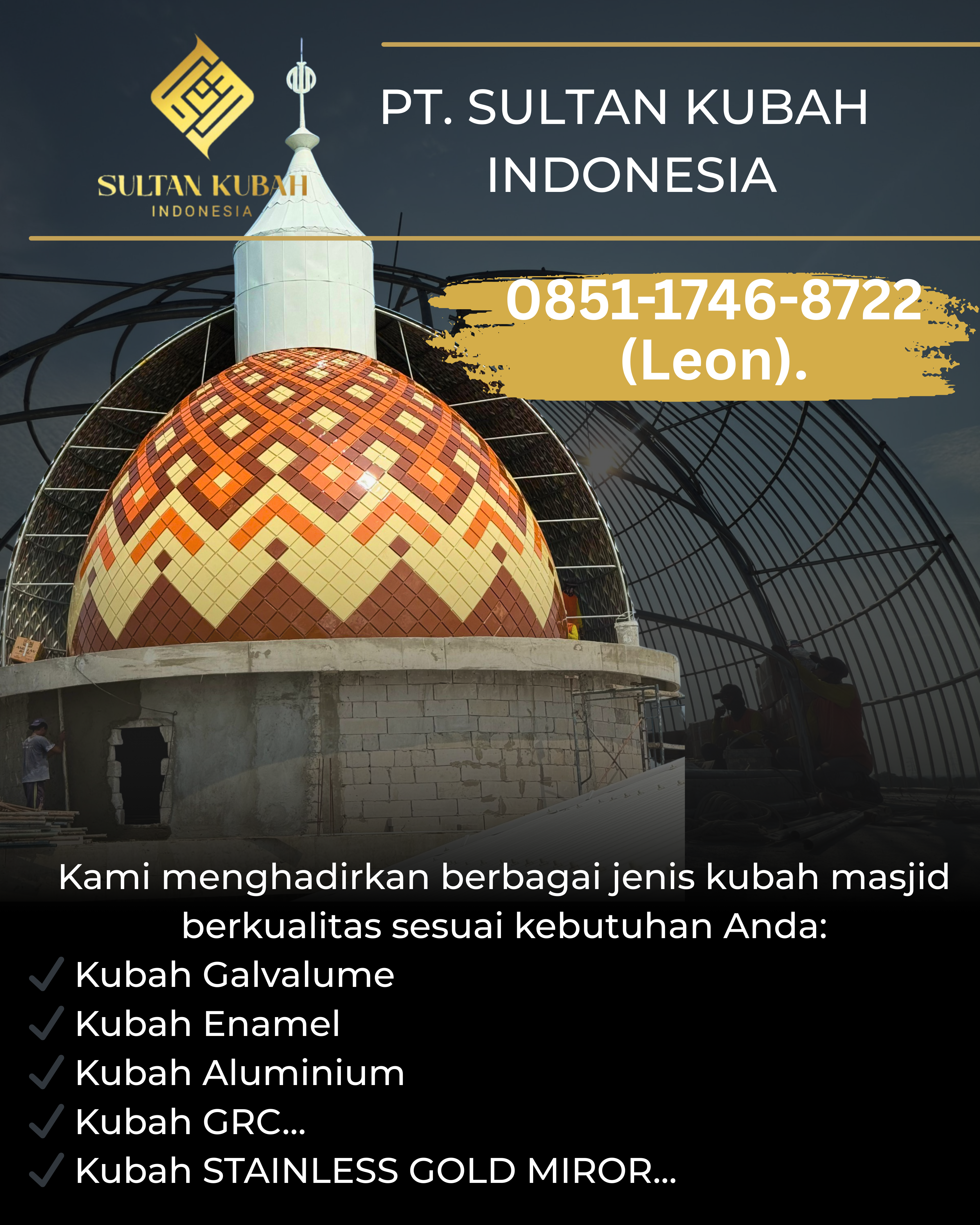 JUAL KUBAH MASJID BERKUALITAS DI KEC. AMPENAN, KOTA MATARAM (WA: 0851-1746-8722)