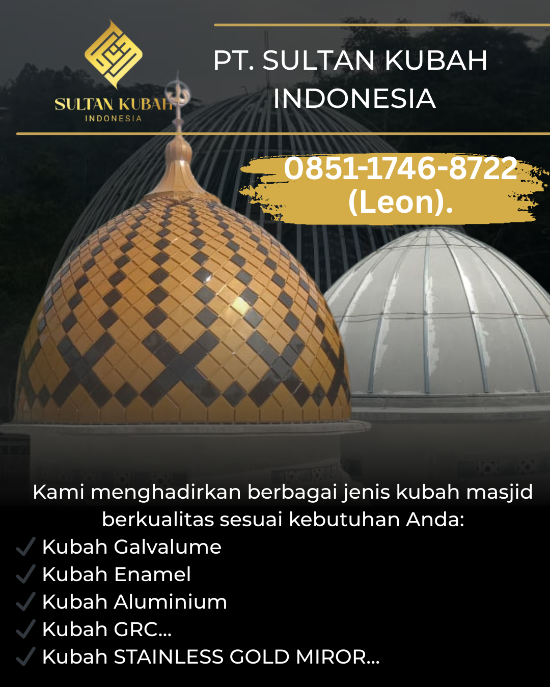 PUSAT KUBAH MASJID BERKUALITAS DI KEC. BATU AJI, KOTA BATAM (WA: 0851-1746-8722)