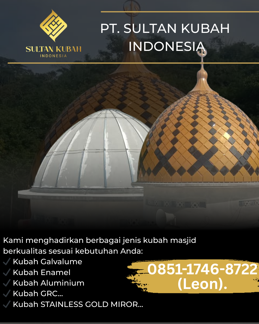 SPESIALIS KUBAH MASJID BERKUALITAS DI KEC. BATAM KOTA, KOTA BATAM (WA: 0851-1746-8722)