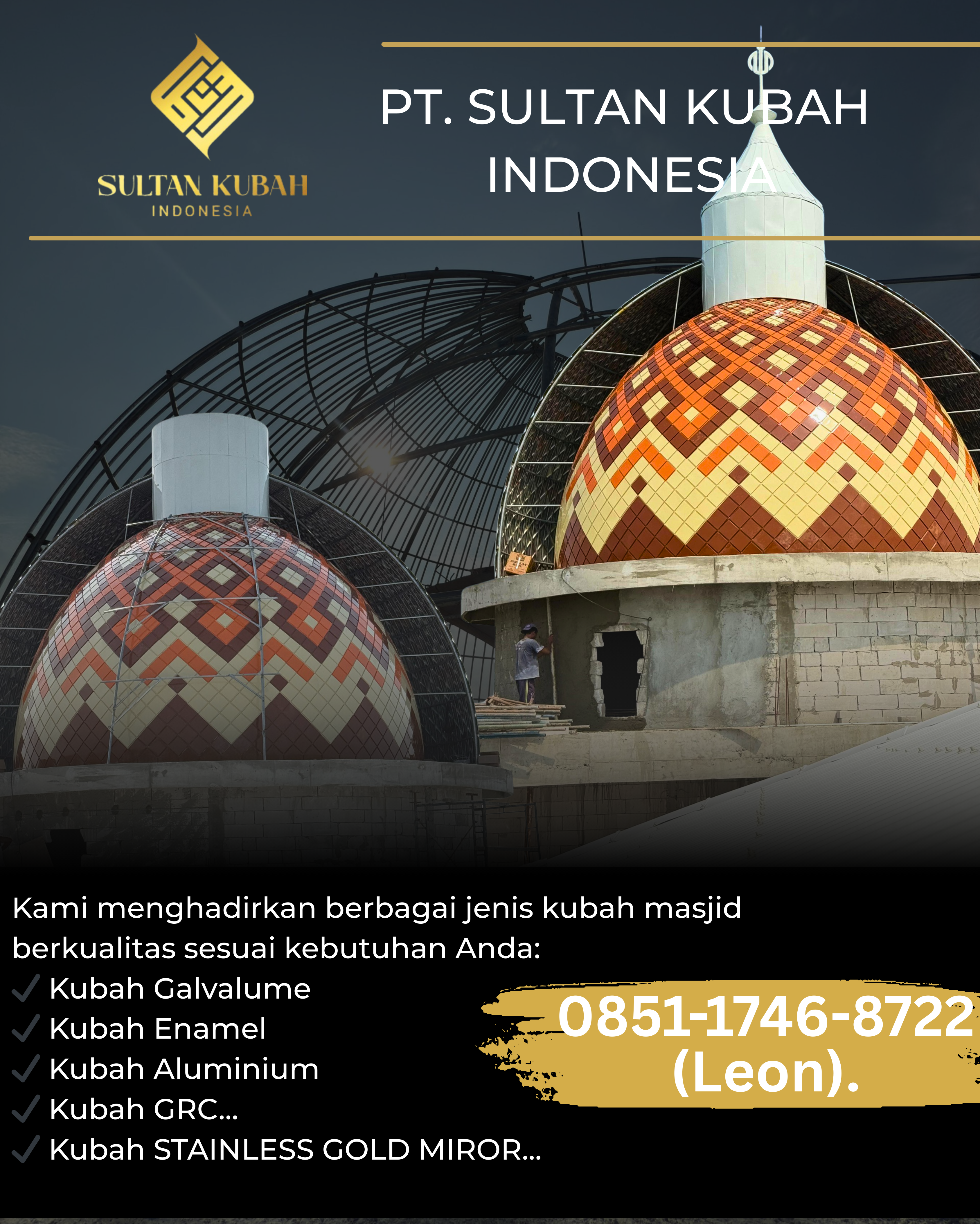JUAL KUBAH MASJID BERKUALITAS DI KEC. SEKARBELA, KOTA MATARAM (WA: 0851-1746-8722)