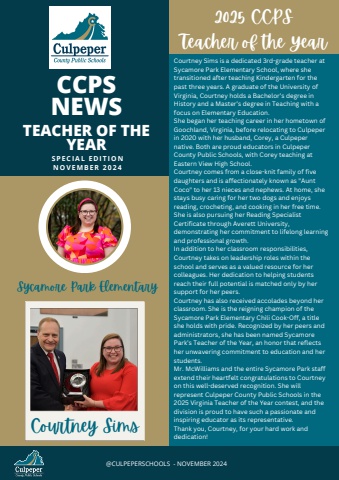 CCPS News:  2025 Teachers of the Year