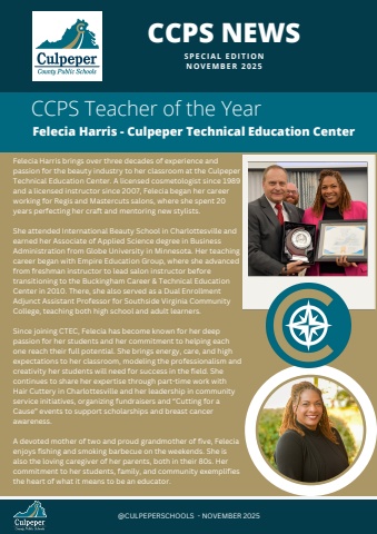 CCPS News Teacher of the Year Special Edition November 2025