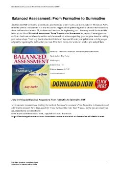 Balanced Assessment: From Formative to SummativeKay Burke