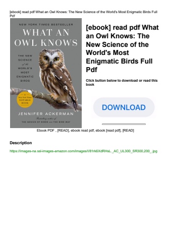 [ebook] read pdf what an owl knows the new science of the world's most enigmatic birds full pdf