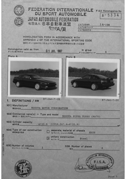 Supra homologation document