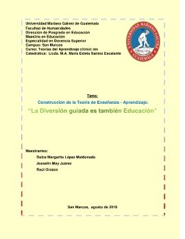 Teoria Edu-Alegría  -La Diversión guiada es también Educacion-