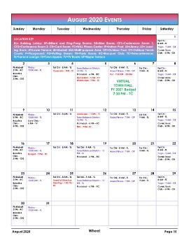 Calendar - August 2020 Wheel