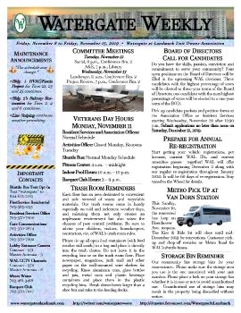 Weekly EVENTS FLYER 11 08 to 11 15 with Veterans Day Flyer