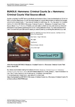 BUNDLE: Hemmens: Criminal Courts 3e + Hemmens: Criminal Courts Vital Source eBookCraig T. Hemmens