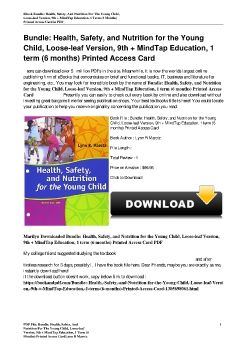 Bundle: Health, Safety, and Nutrition for the Young Child, Loose-leaf Version, 9th + MindTap Education, 1 term (6 months) Printed Access CardLynn R Marotz