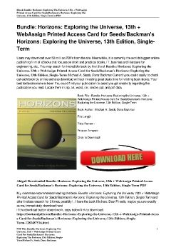 Bundle: Horizons: Exploring the Universe, 13th + WebAssign Printed Access Card for Seeds/Backman's Horizons: Exploring the Universe, 13th Edition, Single-TermMichael A. Seeds, Dana Backman