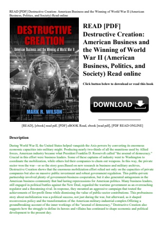read [pdf] destructive creation american business and the winning of world war ii (american business