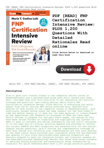 pdf [read] fnp certification intensive review plus 1 200 questions with detailed rationales read onl