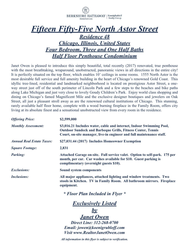 Flyer for 1555 N Astor 48W